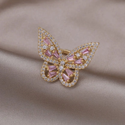 14K Gold Plated Double Love Crystal Ring