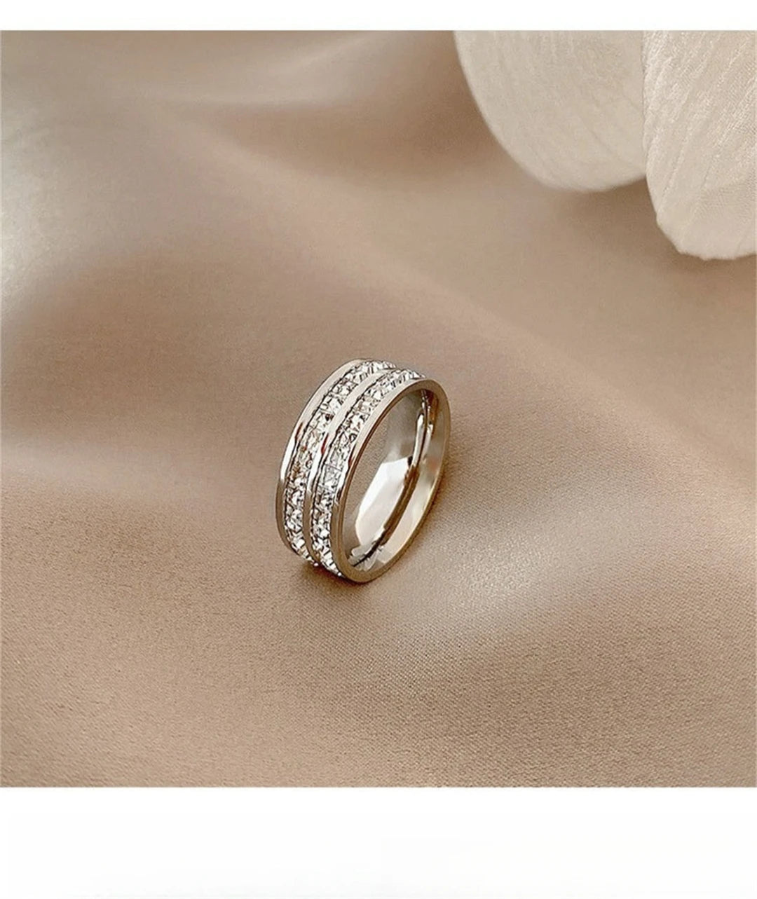 Luxury Double Rowed Square Zircon Ring