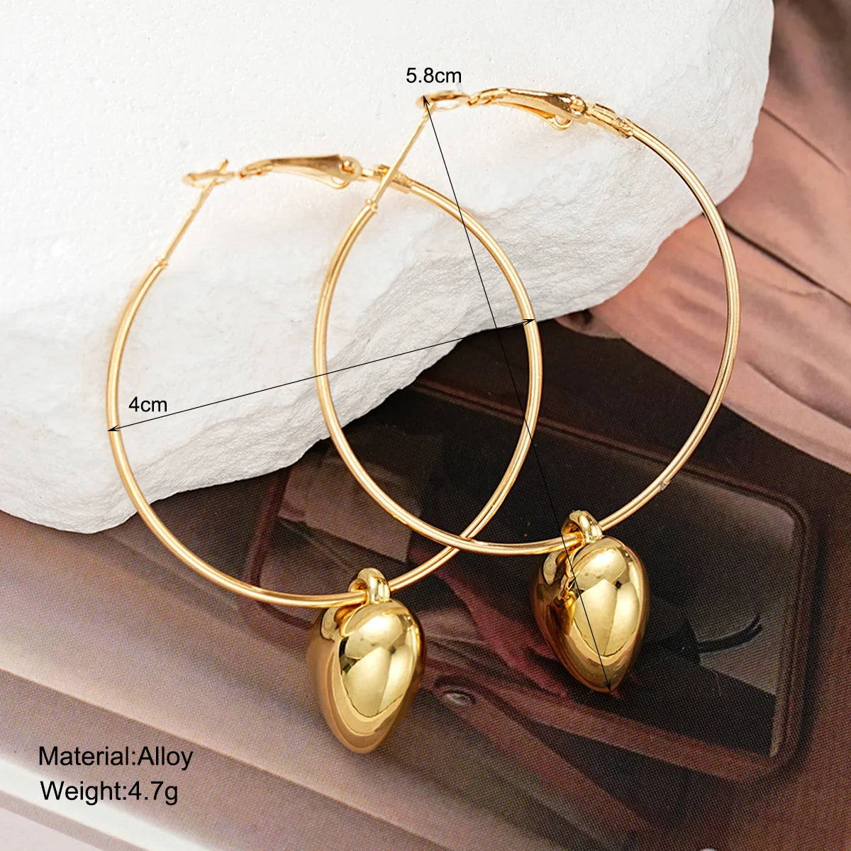 New Heart Pendant Drop Earrings