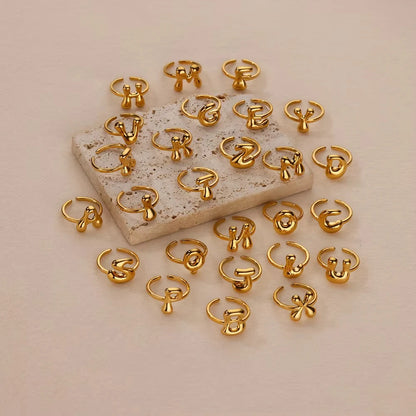 Gold Color Cute Bubble Letters Rings