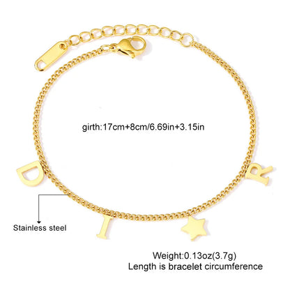 Korea New Fashion Letter Star Pendant Bracelet