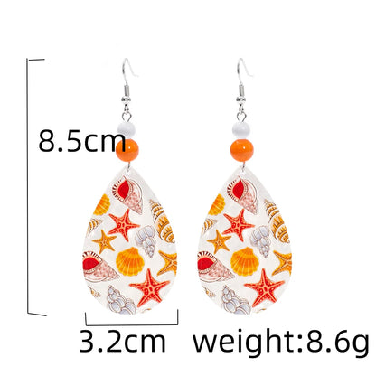 Geometric Round Blue Waves Acrylic Earrings