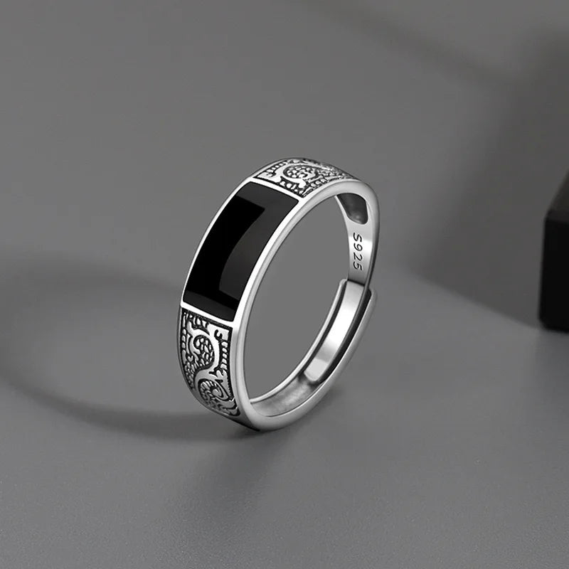 925 Sterling Silver Black Stone Ring