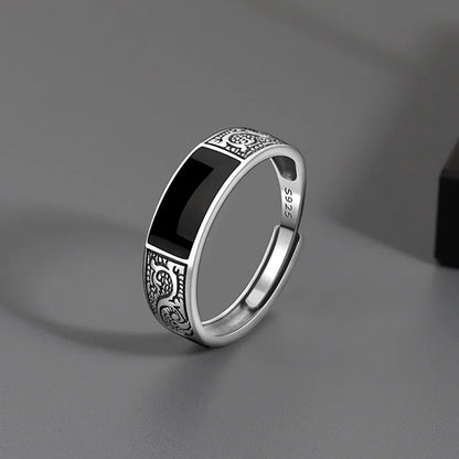 925 Sterling Silver Black Stone Ring