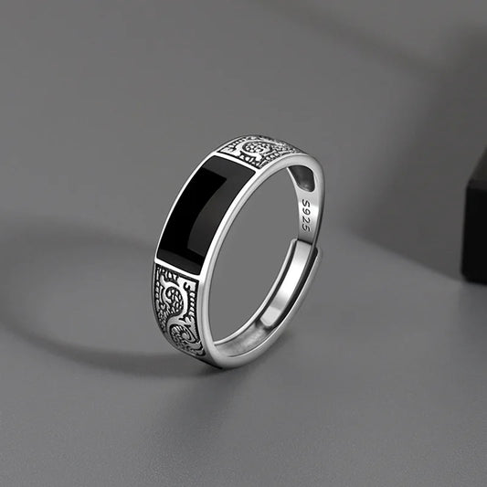 925 Sterling Silver Black Stone Ring