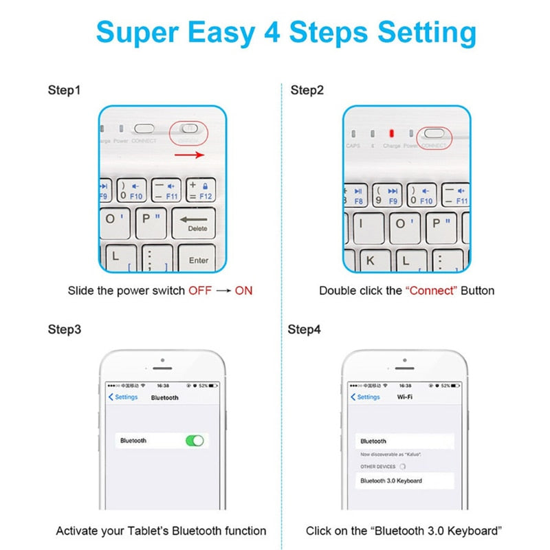 Bluetooth Rechargeable Keyboard for Tablet Phone PC - BestShop