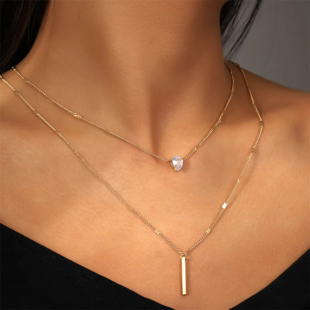 Vintage Layered Metal Bar Necklace
