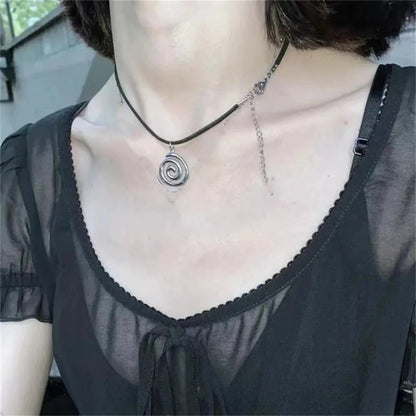 Vintage Spiral Vortex Pendant Necklace