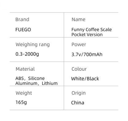 Fuego Kitchen Coffee Scale with Timer