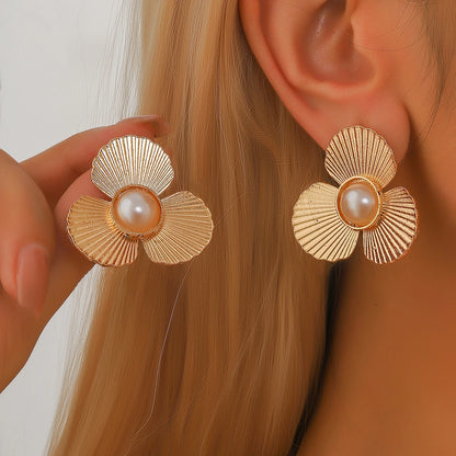 Fashion Trendy Stainless Steel Flower Earrings