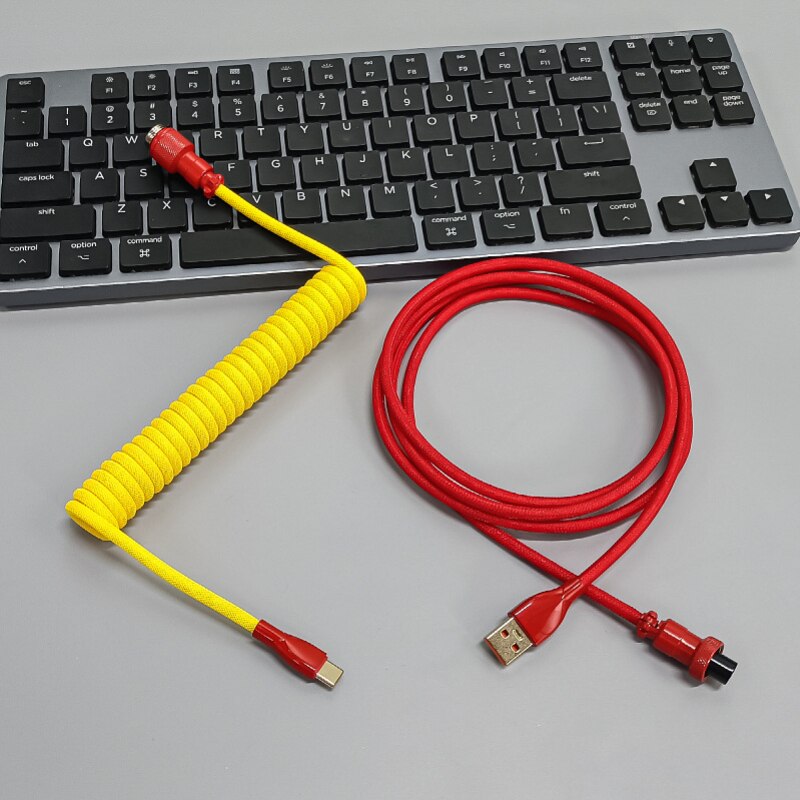 USB keyboard cable Coiled cable type C Mechanical keyboard wire - BestShop