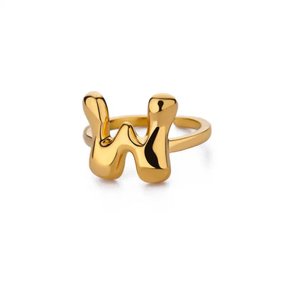 Gold Color Cute Bubble Letters Rings