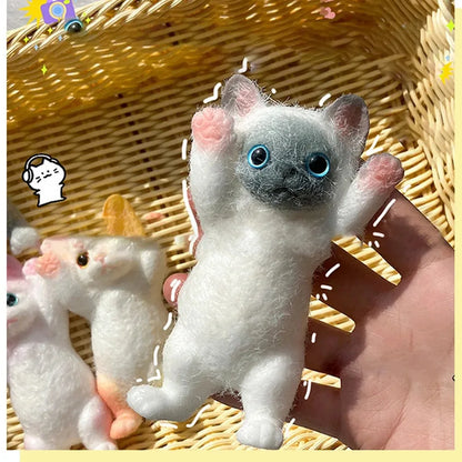 Squishy Cute Flocking Cat Stress Relief Toy
