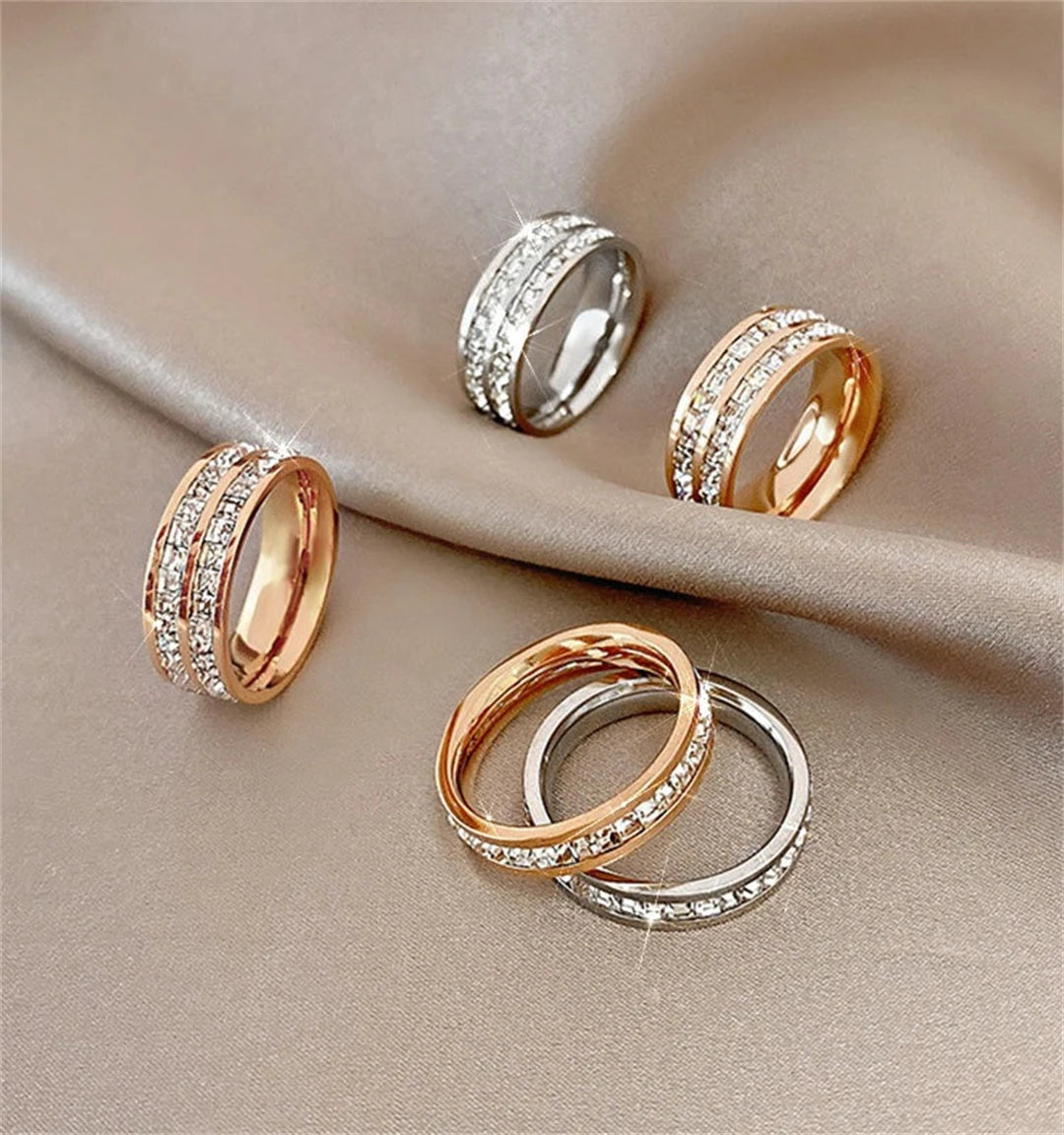 Luxury Double Rowed Square Zircon Ring