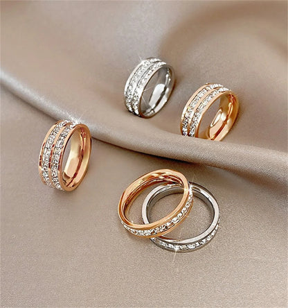 Luxury Double Rowed Square Zircon Ring