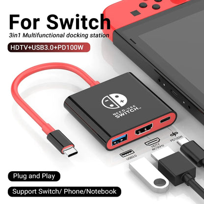 Switch Dock 4K HDMI USB 3.0 Hub Adapter