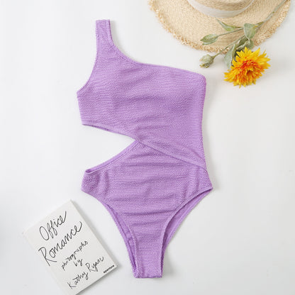 One Shoulder Ribbed Monokini Swimsuit - BestShop