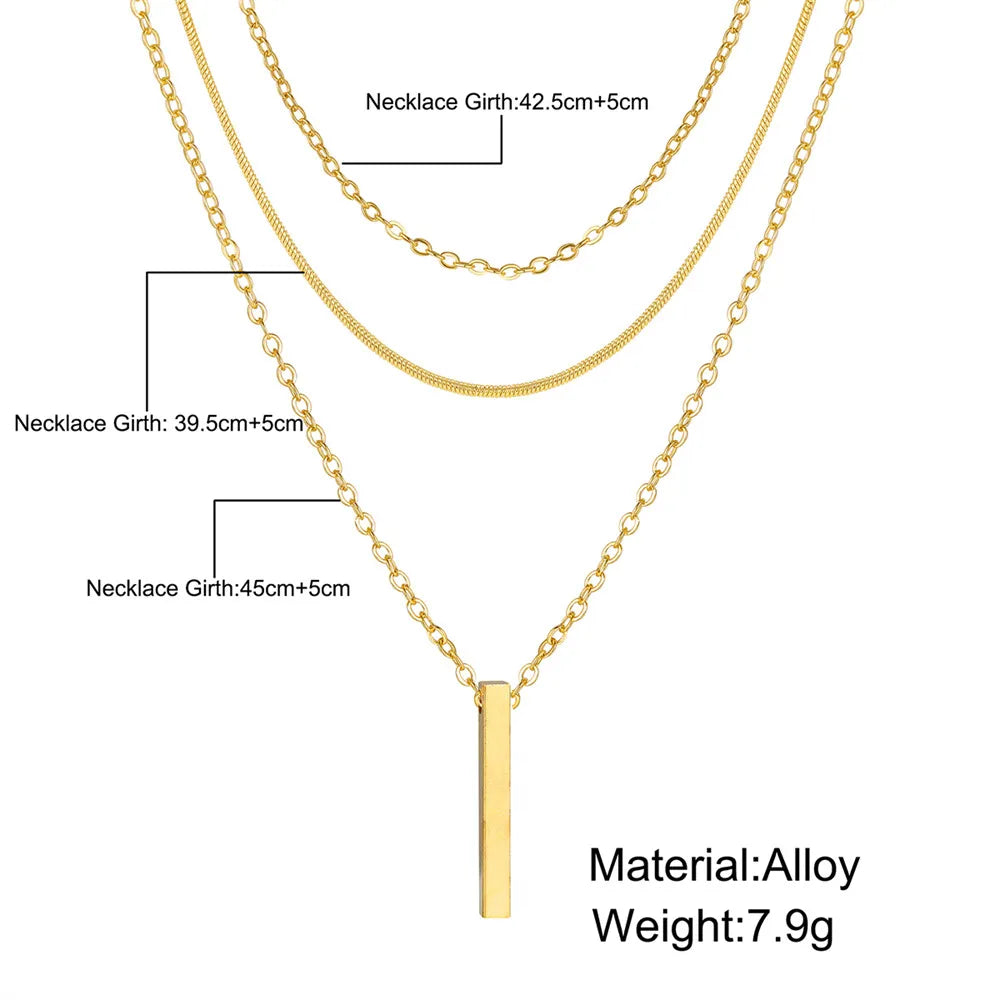 Vintage Layered Metal Bar Necklace