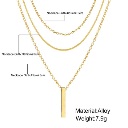 Vintage Layered Metal Bar Necklace