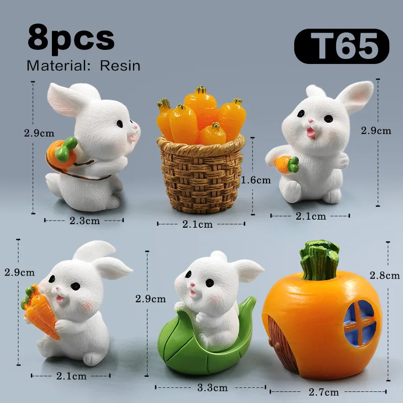 Figurine de lapin mignon de Pâques 2025, bricolage, paysage, maison, kawaii, décoration de chambre, miniature, jardin de fées, accessoires de décoration modernes 