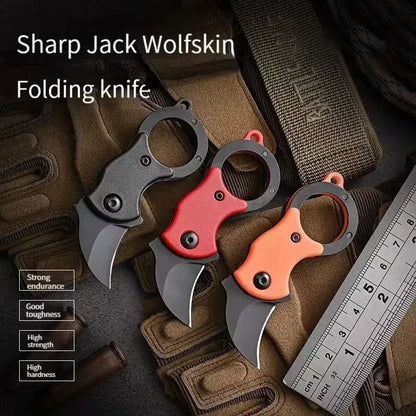 Cuchillo plegable para exteriores EDC, garra de zorro, cortador de collar, cuchillo de bolsillo portátil para acampar y autodefensa, novedad de 2024 
