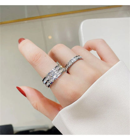 Luxury Double Rowed Square Zircon Ring