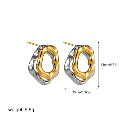 Two-wear Irregular Gold Sliver Colors Circles Earring