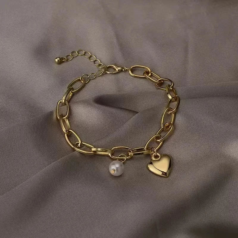 Vintage Style Pearl Love Bracelet