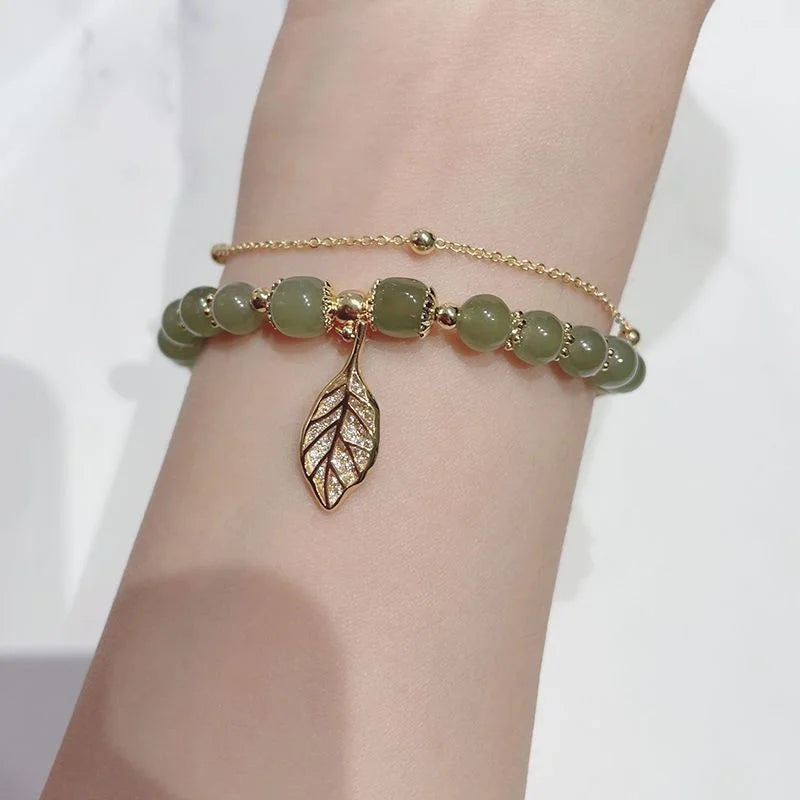 Double Layer Light Green Stone Bracelet