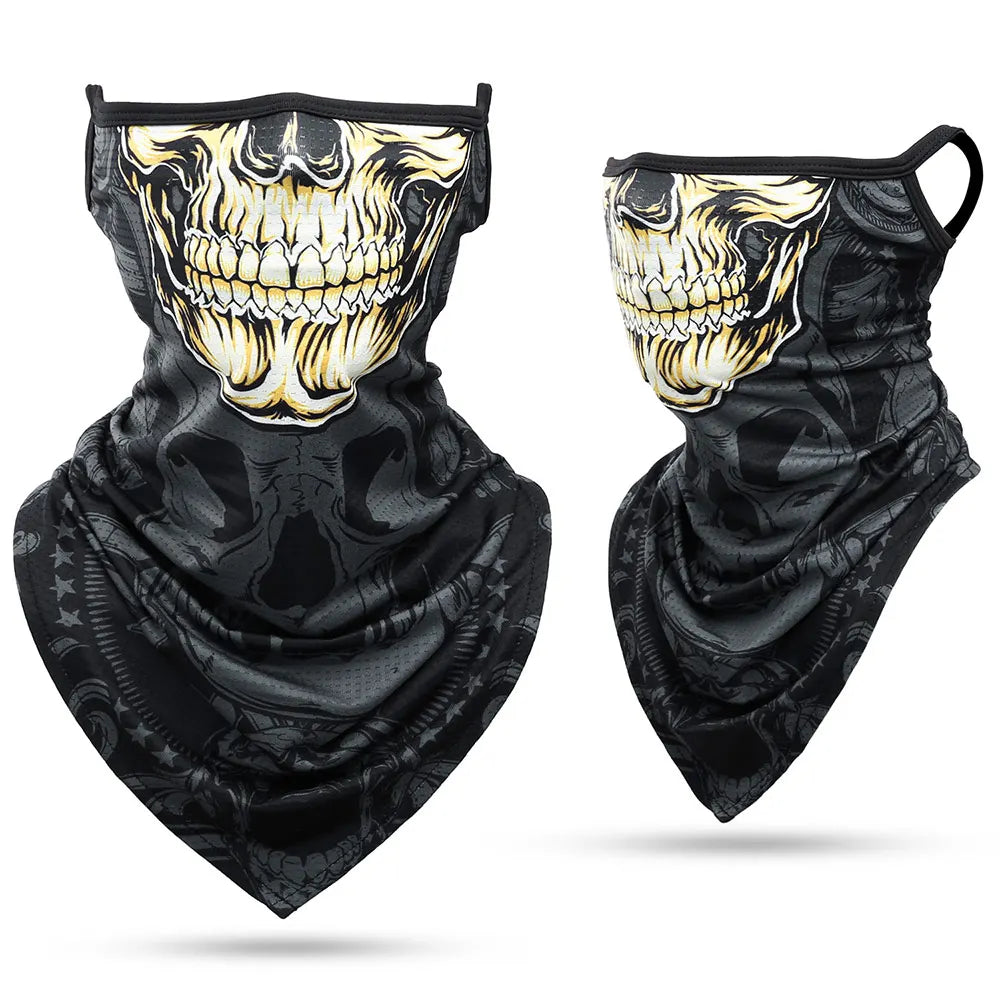 3D Skull Summer Hanging Ear Triangle Scarf