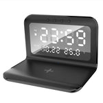 Load image into Gallery viewer, 15W Wireless Charger Pad Stand with Alarm Clock Thermometer - BestShop