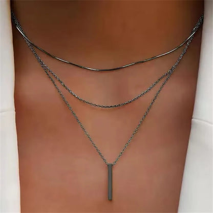 Vintage Layered Metal Bar Necklace