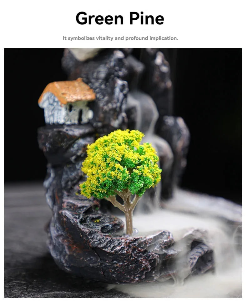 Porte-encens à refoulement, brûleur d'encens en cascade, décoration d'intérieur, ornement d'aromathérapie, cônes d'encens avec cônes d'encens à refoulement 
