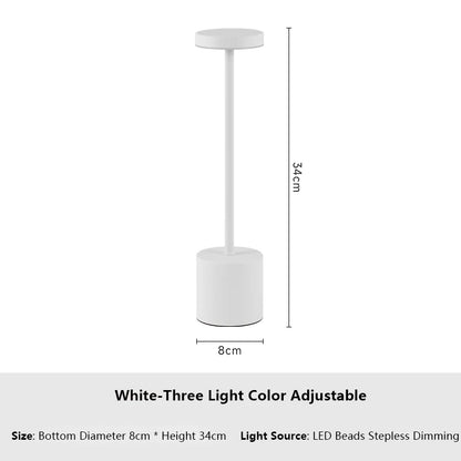 Lámpara de mesa LED con sensor táctil simple, recargable, 3 colores, ajustable, luz ambiental creativa para mesita de noche, decoración de habitación 