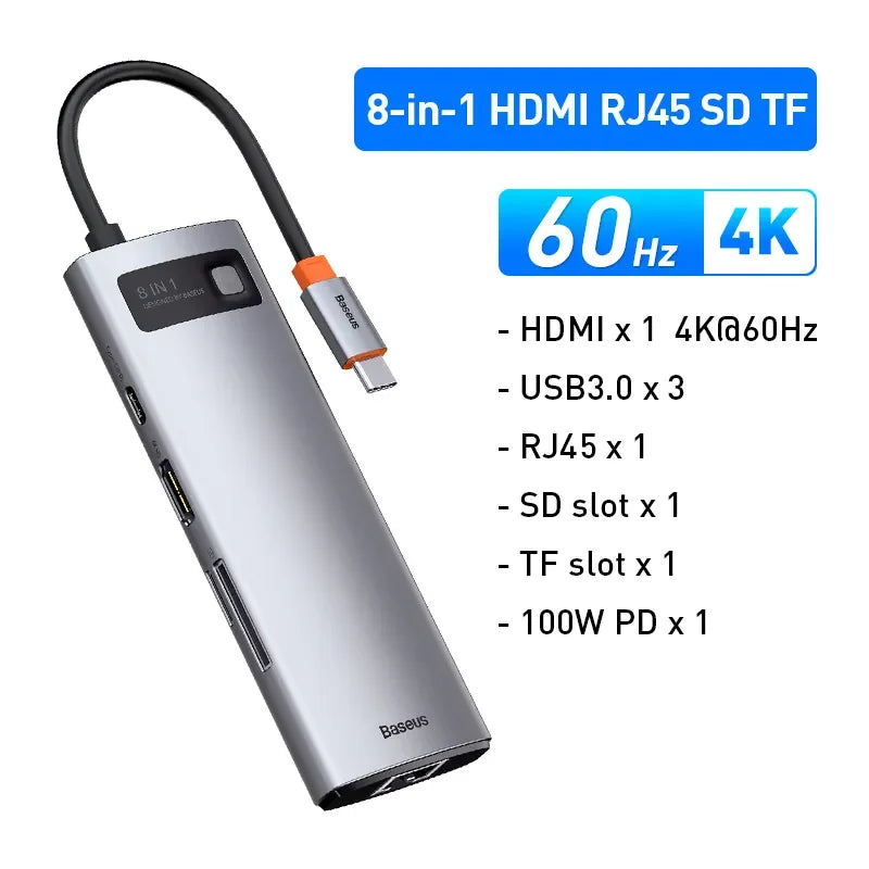 60Hz USB C Hub Type C to Ethernet Port
