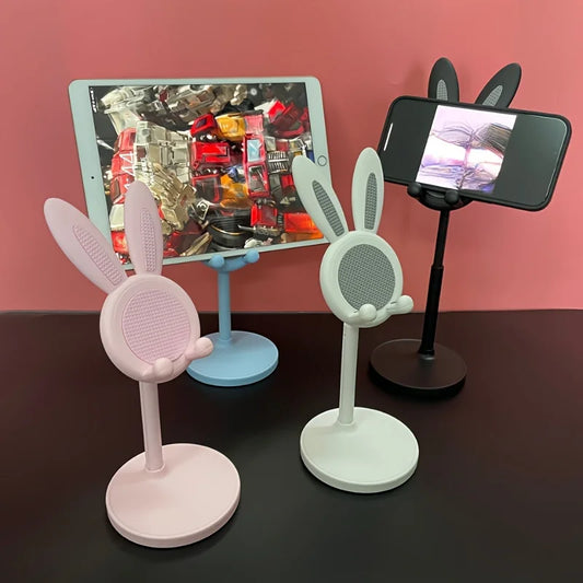 Support de téléphone mignon en forme de lapin de dessin animé - Réglable et compatible avec iPhone, Kindle, iPad, Switch, tablette et plus encore ! 