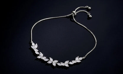 Classic Shiny Clear Zircon Flowers Adjustable Bracelets