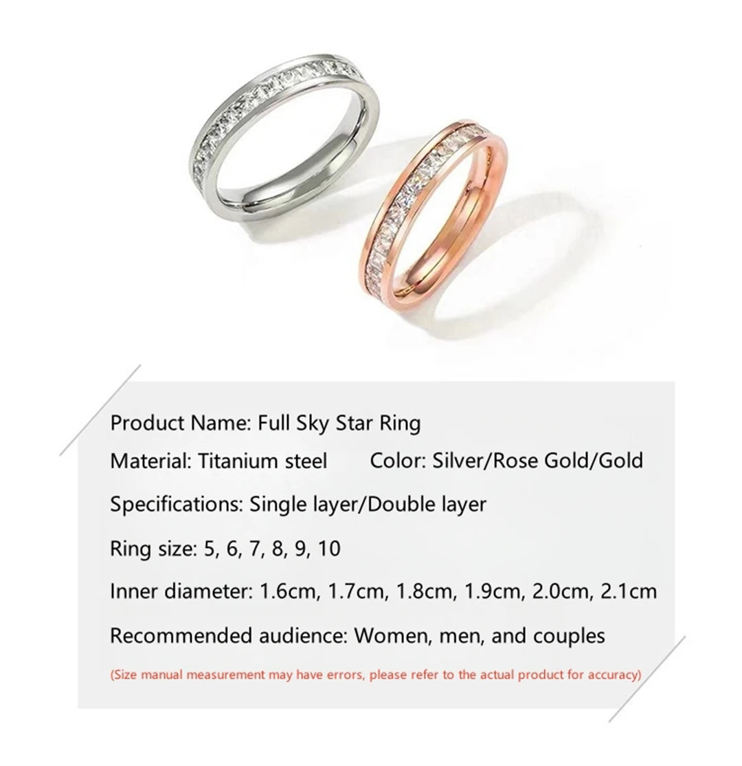 Luxury Double Rowed Square Zircon Ring