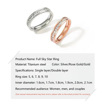 Luxury Double Rowed Square Zircon Ring