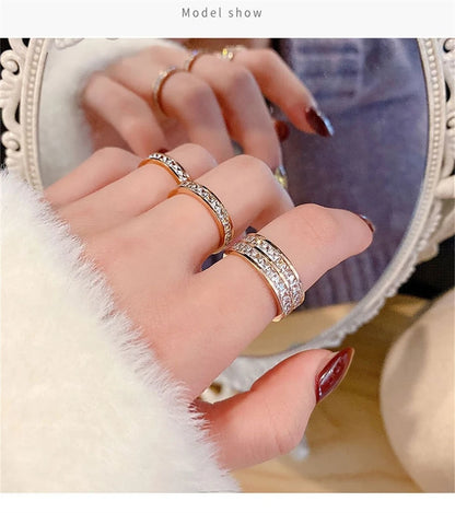 Luxury Double Rowed Square Zircon Ring