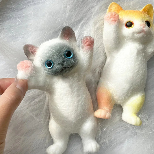 Squishy Cute Flocking Cat Stress Relief Toy