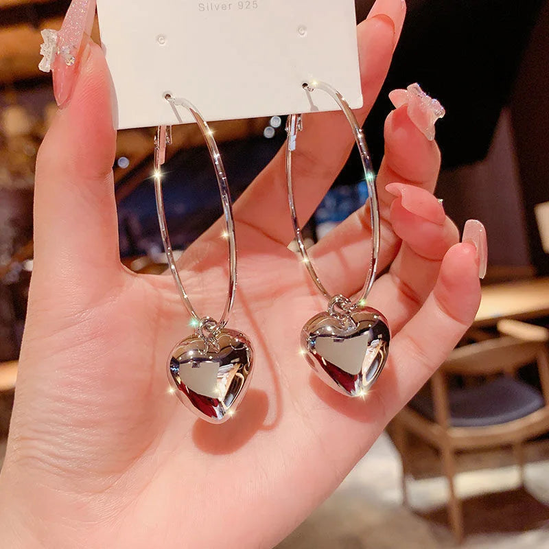 New Heart Pendant Drop Earrings