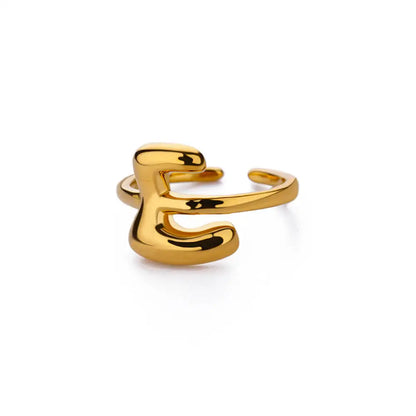 Gold Color Cute Bubble Letters Rings