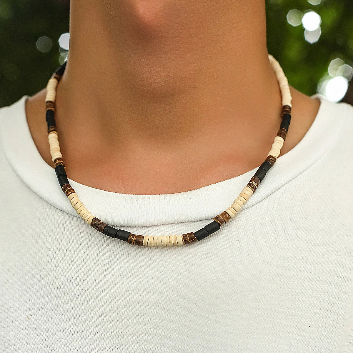 Summer Beach Wooden Beaded Surfer Necklace