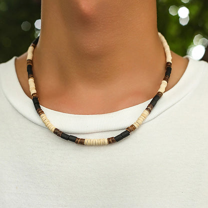Summer Beach Wooden Beaded Surfer Necklace