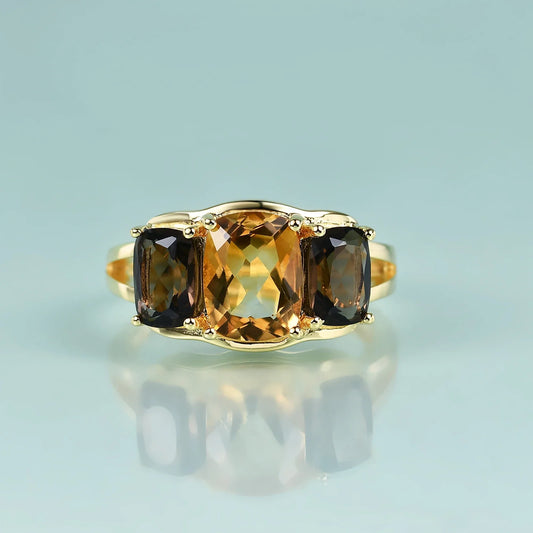Smoky Quartz and Citrine Ring