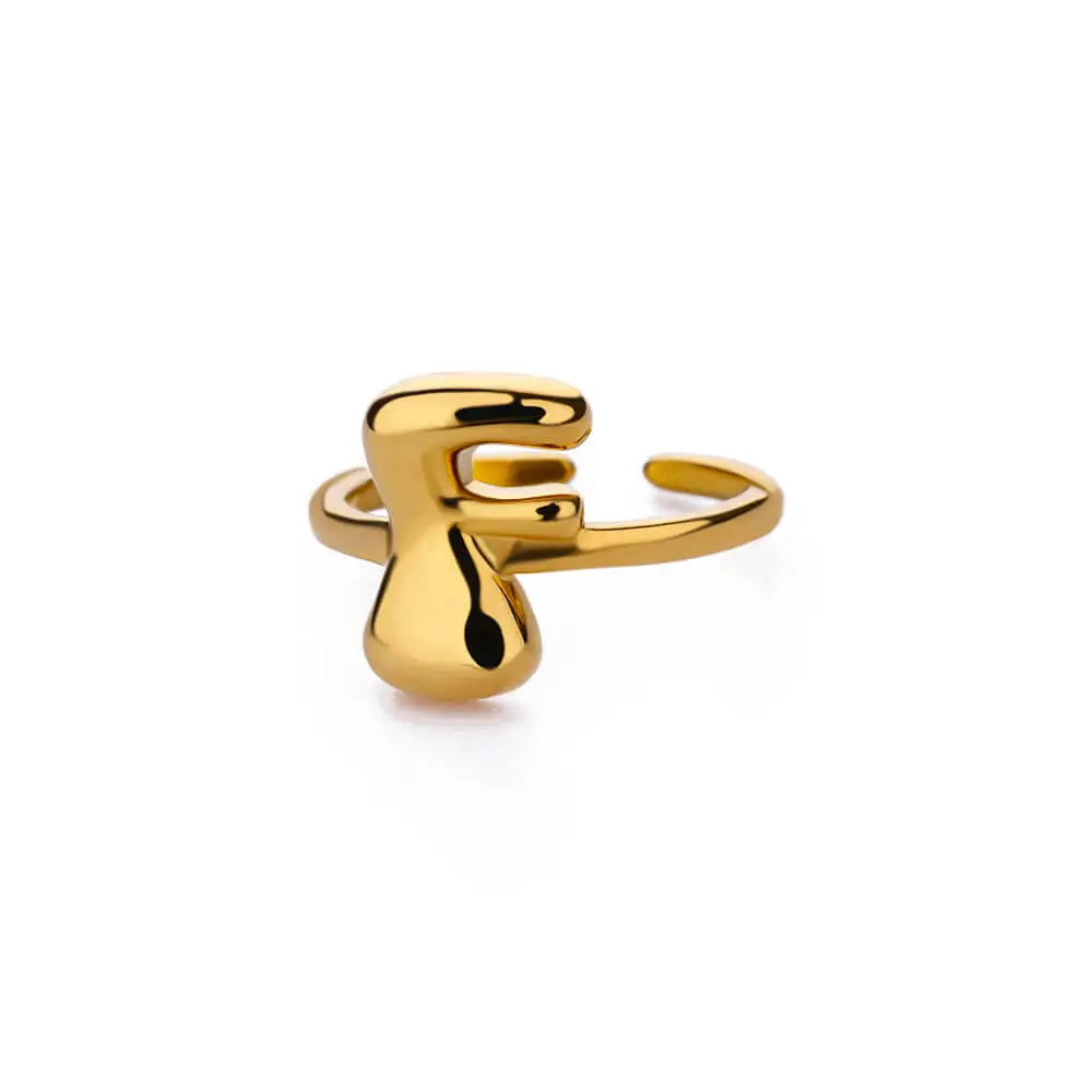 Gold Color Cute Bubble Letters Rings