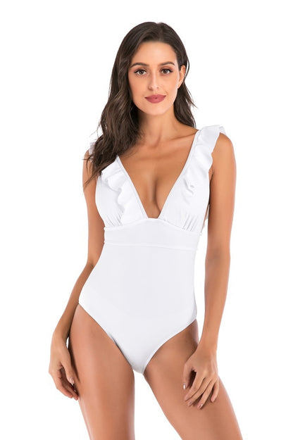 Floral Ruffle Off-Shoulder One-Piece Swimsuit - BestShop