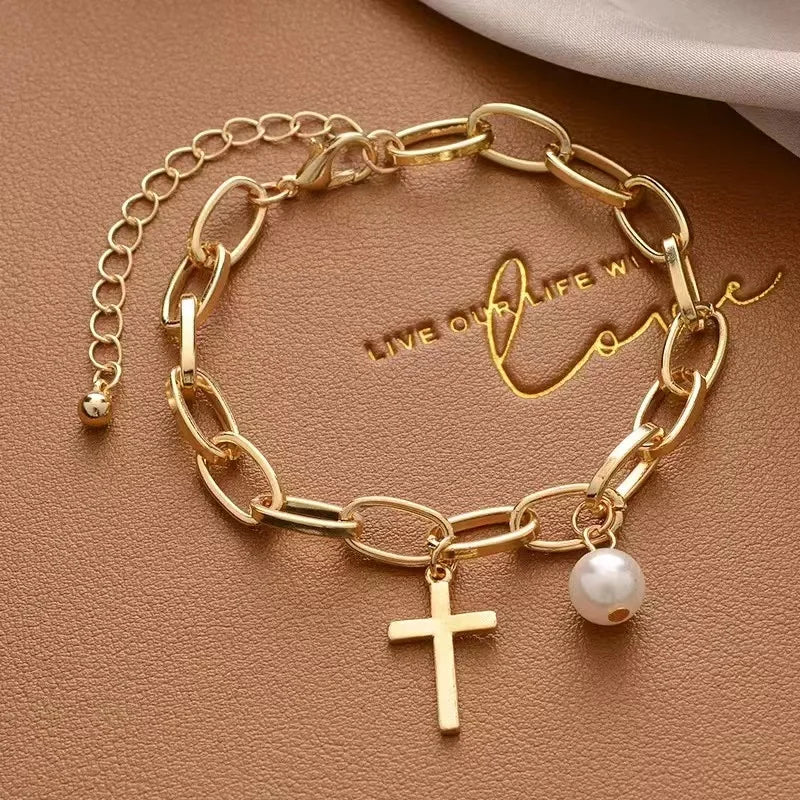 Vintage Style Pearl Love Bracelet