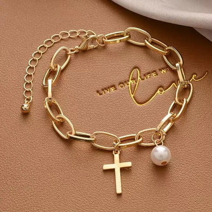 Vintage Style Pearl Love Bracelet
